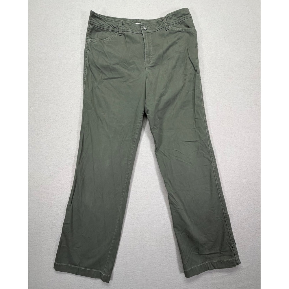 Charter Club Women Pants Straight Olive Green Stretch Cotton Full Length Size 12